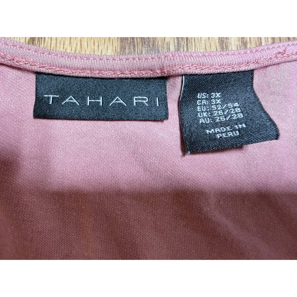 Tahari Women 3X Dusty Rose Scoop Neck 3/4 Sleeve Cotton Top relaxed fit soft - Picture 3 of 6